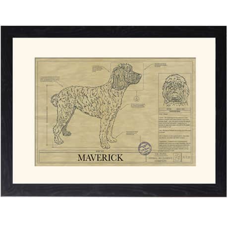 Personalized Framed Dog Breed Architectural Renderings -Whoodle