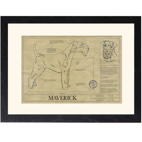 Personalized Framed Dog Breed Architectural Renderings -Lakeland Terrier