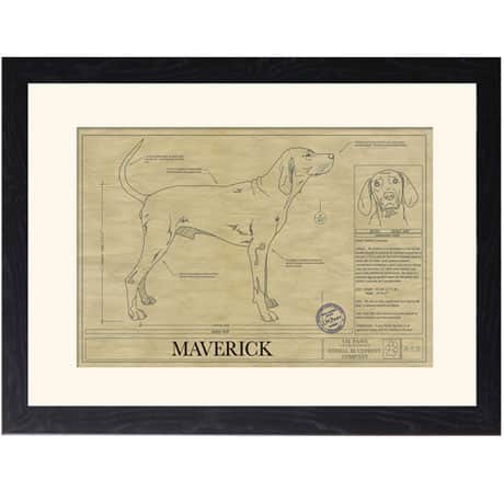 Personalized Framed Dog Breed Architectural Renderings -Redbone Coonhound