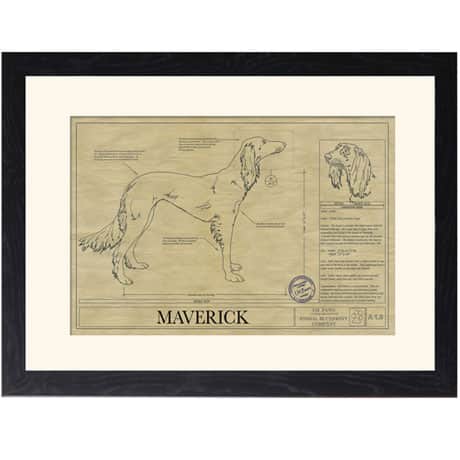 Personalized Framed Dog Breed Architectural Renderings -Saluki