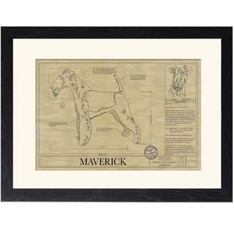 Personalized Framed Dog Breed Architectural Renderings -Wire Fox Terrier