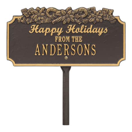 Personalized "Happy Holidays" Candy Cane Lawn Plaque
