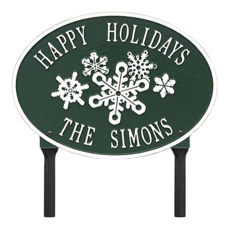 Personalized Oval Snowflake Lawn Plaque