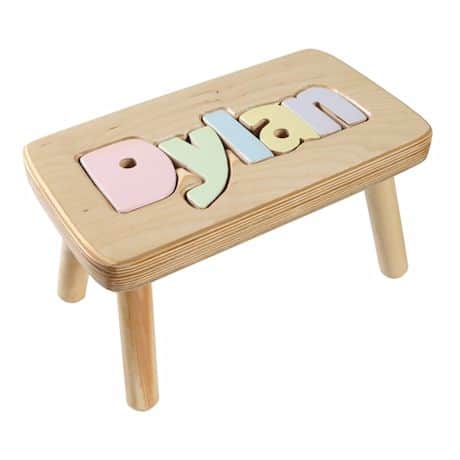 Personalized Children's Wooden Puzzle Stool - 9-12 Letters