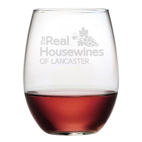 Personalized "Real Housewines" Stemless Wine Glasses and Slate Cheese Board Set