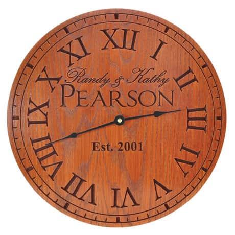 Personalized Oak Wood Clock
