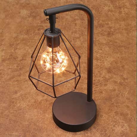 Table Desk Accent Lamp - 12" H Metal Vintage Cage LED Light