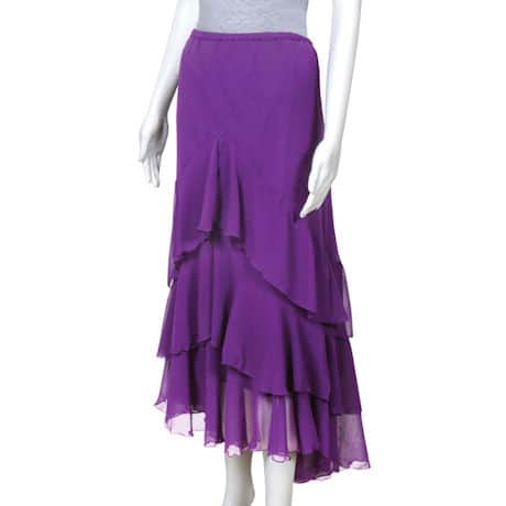 Women's Ruffled Purple Skirt - Asymmetrical Tiered Broom Style