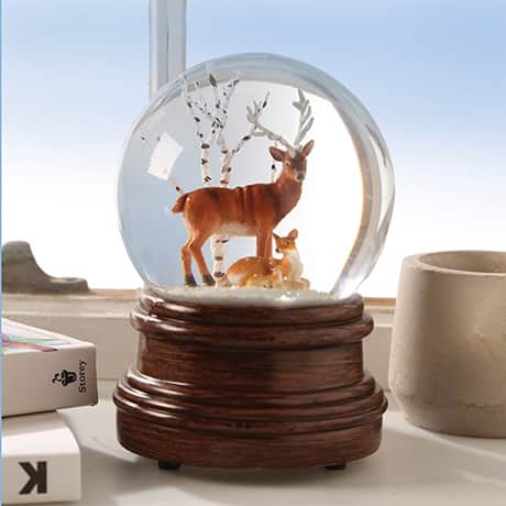 Woodland Deer Family Musical Snow Globe