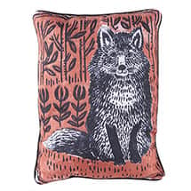 Woodblock Woodland Animals Pillow - Fox Pillow (13