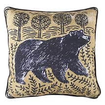 Alternate image Woodblock Woodland Animals Pillow - Bear (18" square)