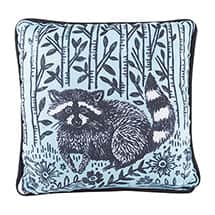 Woodblock Woodland Animals Pillow - Raccoon (12