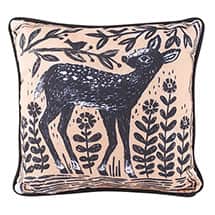Alternate image Woodblock Woodland Animals Pillow - Deer (12" square)