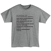 Alternate image Glossary of Engineering Terms T-Shirt or Sweatshirt