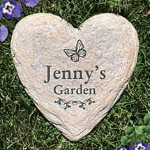 Personalized Butterfly Heart Shaped Garden Stone