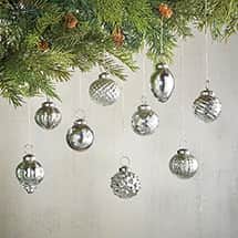 Alternate image Silver Mercury Glass Ornaments - Set of 9