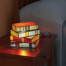 Alternate image Stained Glass Stacked Books Lamp