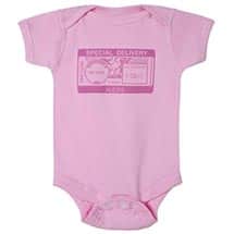 Alternate image Personalized "Special Delivery" Postmark One-Piece Bodysuit - Pink