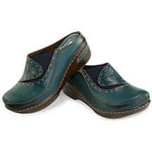 Alternate image Spring Footwear Open-Back Hand-Painted Leather Clogs
