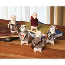 Alternate image Felted Wool Cute and Decorative Sheep - Set of 5