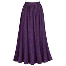 Alternate image Embroidered Purple High-Waisted Maxi Skirt with Drawstring
