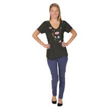 Alternate image Knit Hi-Lo Floral Embroidered Tunic Top