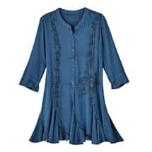 Alternate image Prussian Blue Embroidered Tunic
