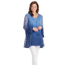 Alternate image Textures Of Blue Ombre With Lace Tunic