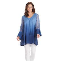 Alternate image Textures Of Blue Ombre With Lace Tunic