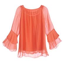 Alternate image Coral Embroidered And Crocheted Tunic