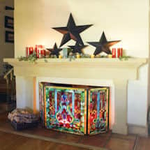 Alternate image Handcrafted Stained Glass Fireplace Screen