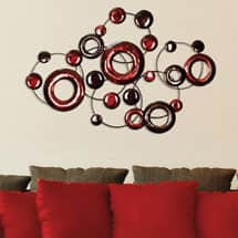 Alternate image Red Metallic Circles Wall D&eacute;cor