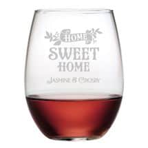 Alternate image Personalized "Home Sweet Home" Stemless Wine Glasses and Slate Cheese Board Set