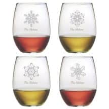 Alternate image Personalized Snowflakes Stemless Wine Glasses and Slate Cheese Board Set