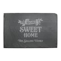 Alternate image Personalized "Home Sweet Home" Stemless Wine Glasses and Slate Cheese Board Set