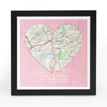 Alternate image Personalized Joined Hearts Framed Map Print