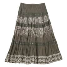 Alternate image Women's Tiered Peasant Skirt - Olive Green Broomstick Maxi