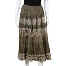 Alternate image Women's Tiered Peasant Skirt - Olive Green Broomstick Maxi