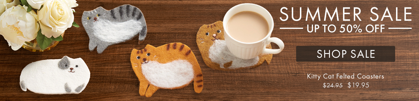 Kitty Cat Felted Coasters. Shop Sale