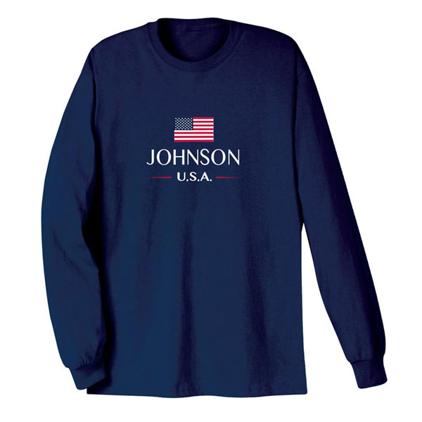 Product image for Personalized "Your Name" USA National Flag T-Shirt or Sweatshirt