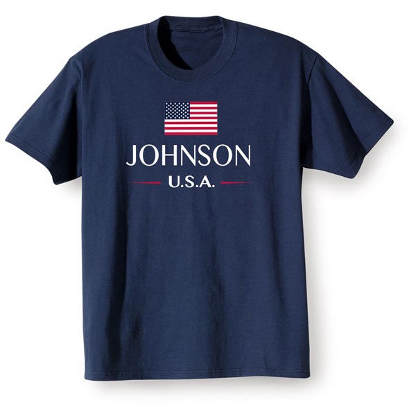 Product image for Personalized "Your Name" USA National Flag T-Shirt or Sweatshirt