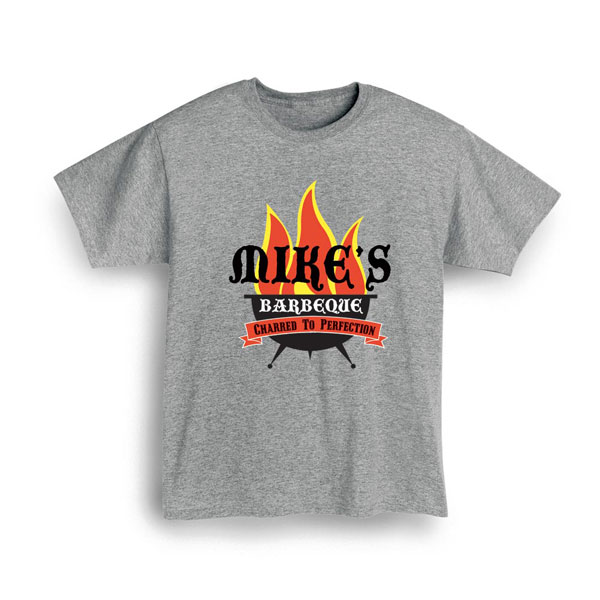Product image for Personalized 'Your Name' Barbeque Grillin' Flames T-Shirt or Sweatshirt