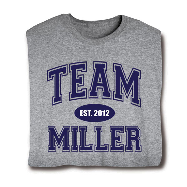 Product image for Personalized 'Your Name & Date' Family Team T-Shirt or Sweatshirt