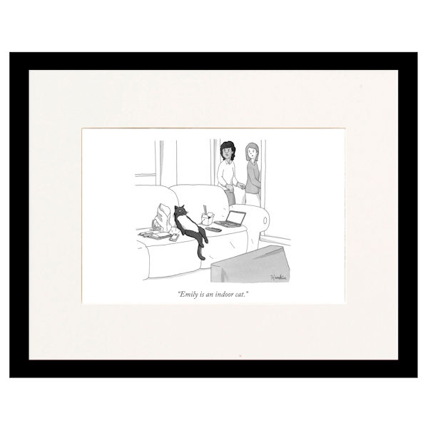Product image for Indoor Cat Personalized New Yorker Cartoonist Cartoon - Matted