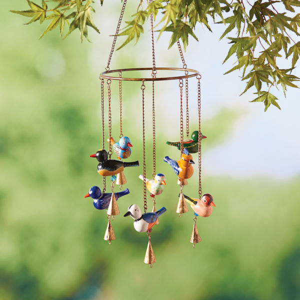 Product image for Hand-Painted Wood Birds Wind Chime