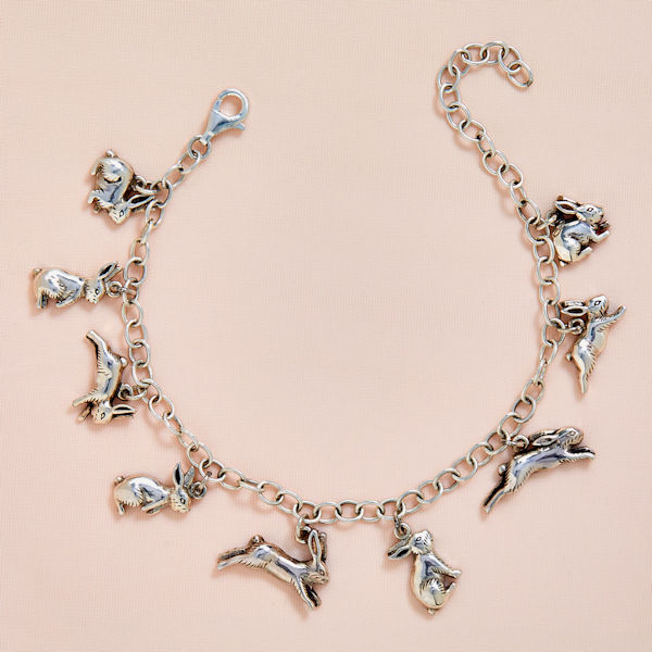 Product image for Sterling Silver Bunnies Charm Bracelet 