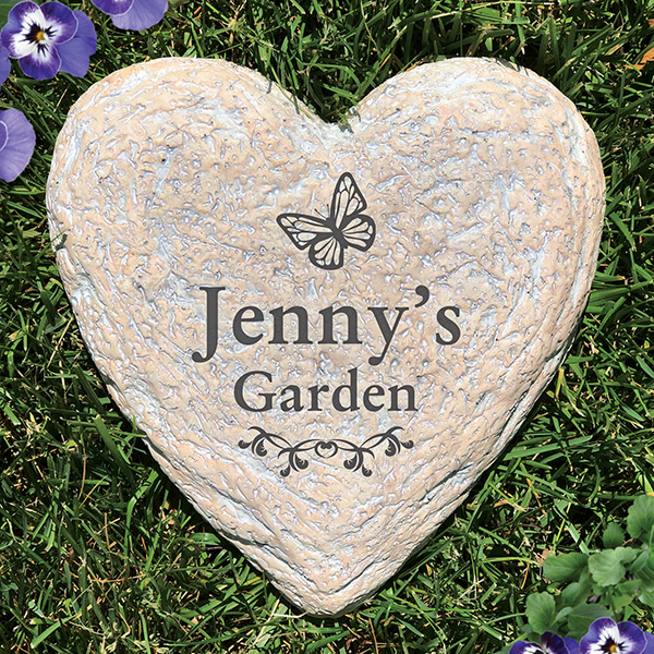 Product image for Personalized Butterfly Heart Shaped Garden Stone