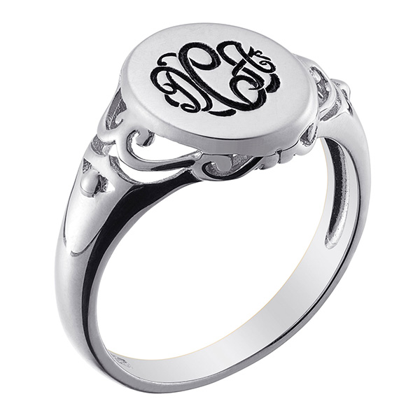 Sterling Silver Monogram Oval Signet Ring