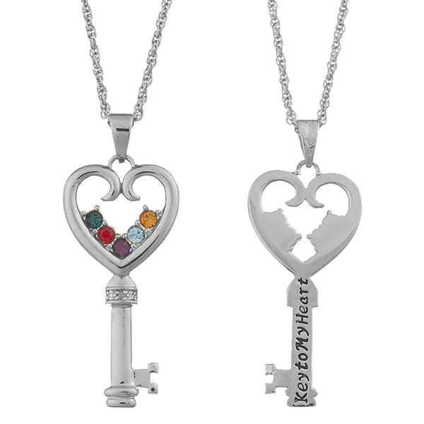Product image for Personalized Key to My Heart Family Birthstone Necklace