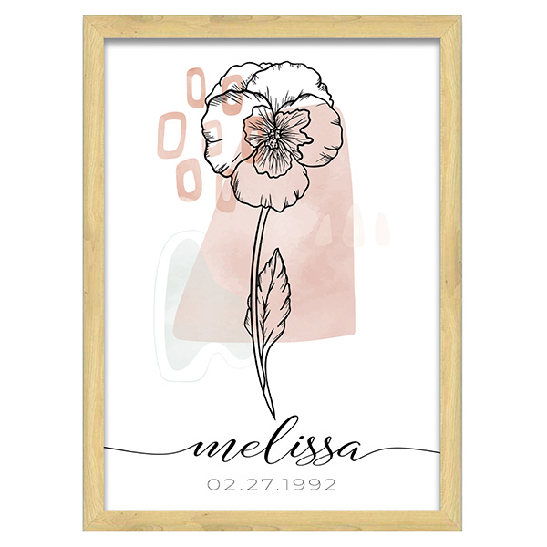 Product image for Personalized Birth Month Flower Wall art - Frame Canvas